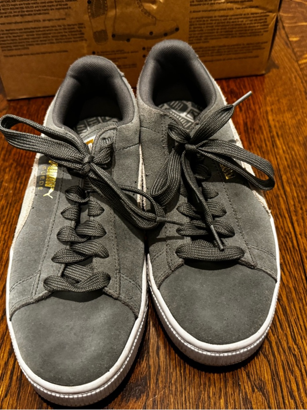 Puma Women’s  Suede Sneakers in Charcoal Gray and White